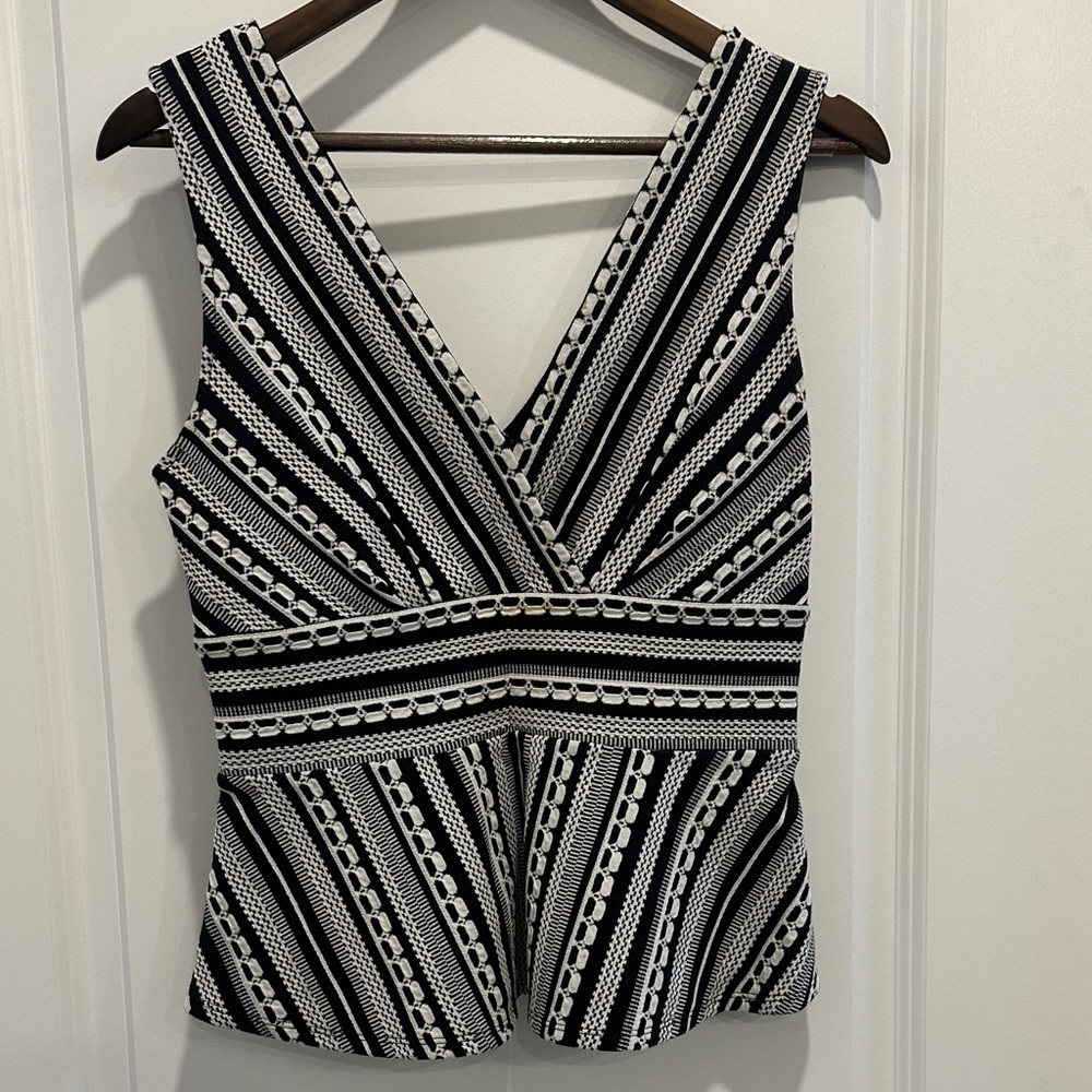 Anthropologie Black and White Striped Women's Top
